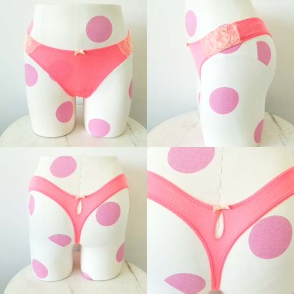 Victoria's Secret Vintage Very Sexy Lace Nylon Keyhole Thong Tanga Panty NWT - Picture 1 of 12